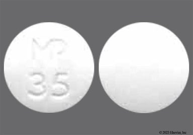 White Round Mp 35 - Spironolactone 25mg Tablet