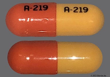 Orange, Yellow Capsule A-219 A-219 - Dantrolene Sodium 25mg Capsule