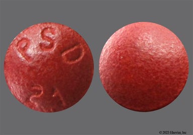 Red Round PSD21 - Sunmark Stool Softener with Stimulant Laxative 50mg-8.6mg Tablet