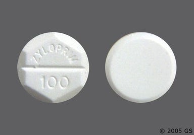 White Round Zyloprim 100 - Allopurinol 100mg Tablet