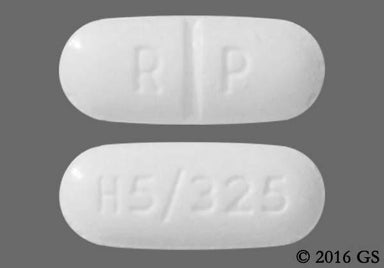 White Oblong R P And H5/325 - Hydrocodone Bitartrate/Acetaminophen 5mg-325mg Tablet