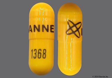 Yellow Logo Lannett 1368 - Danazol 100mg Capsule