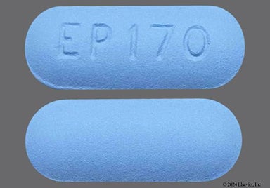 Blue Oblong EP 170 - Diflunisal 500mg Tablet