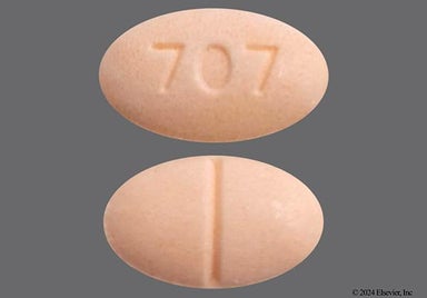 Peach Oval 707 - Enalapril Maleate 20mg Tablet