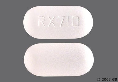White Oblong RX 710 - Ciprofloxacin Hydrochloride 500mg Tablet