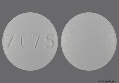 White Round ZC 75 - Risperidone 1mg Tablet