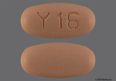 Orange-Brown Oval Y 16 - Entacapone 200mg Tablet