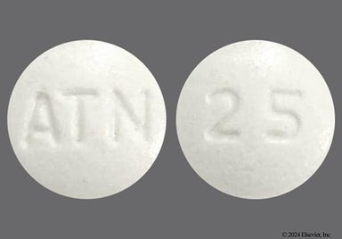 White Round Atn And 25 - Atenolol 25mg Tablet