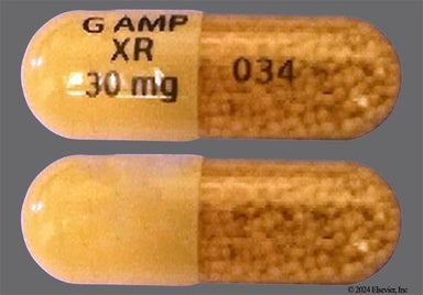 Orange And Gold G Amp Xr 30Mg 034 - Amphetamine/Dextroamphetamine Salts 30mg Extended-Release Capsule