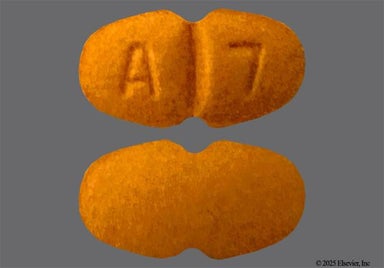 Pink-Orange Oval A 7 - Ivabradine 5mg Tablet