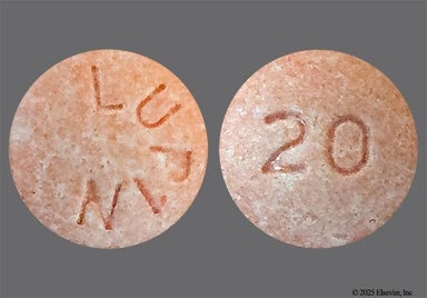 Pink Round Lupin And 20 - Lisinopril 20mg Tablet