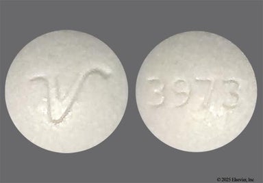 White Round 3973 And V - Lisinopril 20mg Tablet