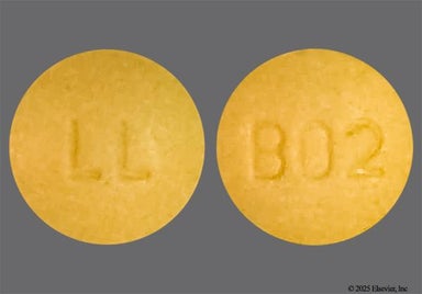 Yellow Round B02 - Lisinopril/Hydrochlorothiazide 20mg-12.5mg Tablet