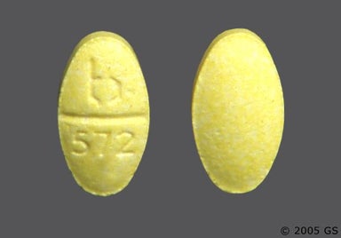 Yellow Oval B 572 - Methotrexate Sodium 2.5mg Tablet