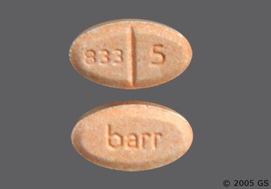 Peach Oval 833 5 - Warfarin Sodium 5mg Tablet
