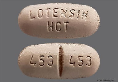Gray-Purple Oblong 453 453 And Lotensin Hct - Benazepril Hydrochloride/Hydrochlorothiazide 20mg-12.5mg Tablet