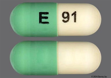 Green, White Capsule E 91 - Fluoxetine Hydrochloride 20mg Capsule