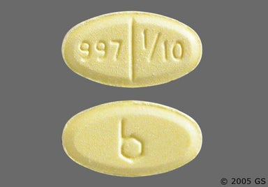 Yellow Oval 997 1/10 - Fludrocortisone Acetate 0.1mg Tablet