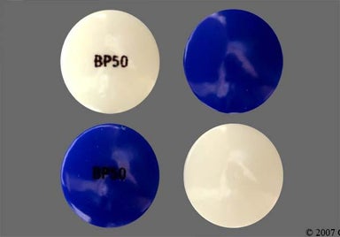 Blue And White Round Bp50 - Quality Choice Pain Relief PM Extra Strength 500mg-25mg Geltab