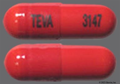 Orange Teva 3147 - Cephalexin 500mg Capsule