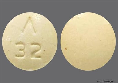 Yellow Round Logo 32 - Bumetanide 1mg Tablet