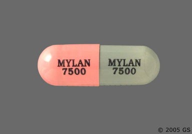Gray, Pink Capsule MYLAN 7500 MYLAN 7500 - Cefaclor 500mg Capsule