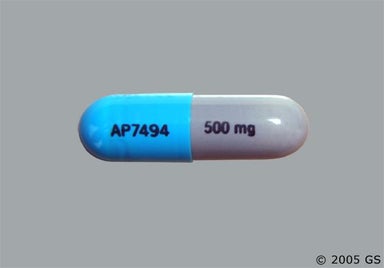 Blue, Gray Capsule AP7494 500 mg - Cefaclor 500mg Capsule