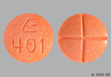 Orange Round E 401 - Amphetamine/Dextroamphetamine Salts 20mg Tablet