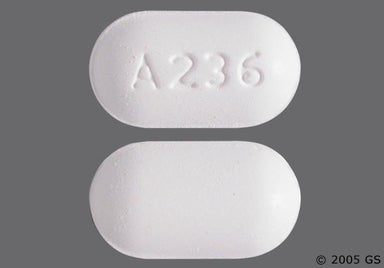 White Oblong A 236 - Butalbital/Acetaminophen/Caffeine 50mg-325mg-40mg Tablet