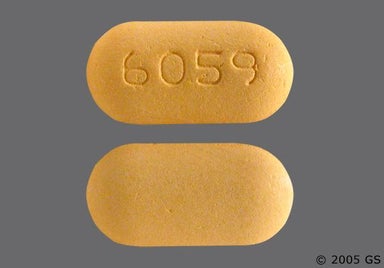 Yellow-orange Oblong 6059 - Glyburide/Metformin Hydrochloride 5mg-500mg Tablet