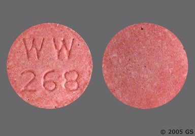 Red Round WW 268 - Lisinopril 20mg Tablet