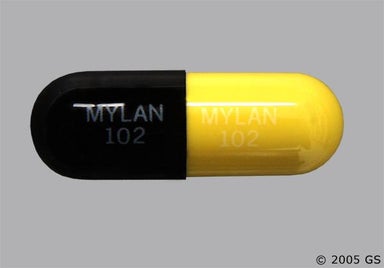Black, Yellow Capsule MYLAN 102 MYLAN 102 - Tetracycline Hydrochloride 500mg Capsule