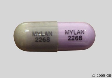 Gray And Purple Mylan 2268 Mylan 2268 - Terazosin Hydrochloride 5mg Capsule