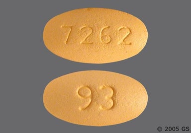 Orange Oval 7262 - Glyburide/Metformin Hydrochloride 5mg-500mg Tablet