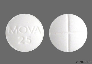 White Round MOVA 25 - Captopril 25mg Tablet