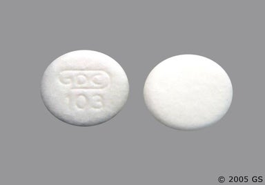 White Round GDC 103 - Genasyme 80mg Chewable Tablet