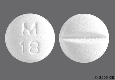White Round M 18 - Metoprolol Tartrate 25mg Tablet