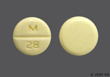 Yellow Round M 28 - Nadolol 20mg Tablet