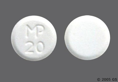 White Round MP 20 - Ergoloid Mesylates 1mg Tablet