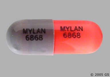Gray, Red-orange Capsule MYLAN 6868 MYLAN 6868 - Anagrelide Hydrochloride 0.5mg Capsule