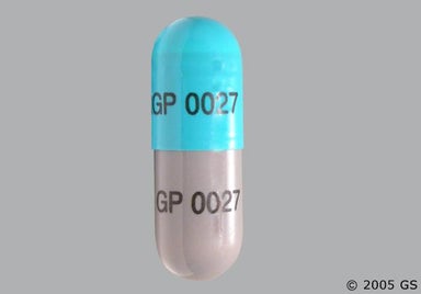Blue, Gray Capsule GP 0027 GP 0027 - Cefaclor 500mg Capsule