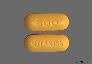 Orange Oblong 500 And Mylan 156 - Probenecid 500mg Tablet