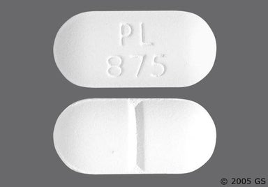White Oblong PL 875 - Amoxicillin/Clavulanate Potassium 875mg-125mg Tablet