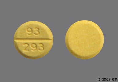Yellow Round 93 293 - Carbidopa/Levodopa 25mg-100mg Tablet