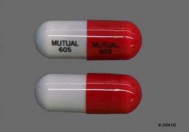 Gray, Red Capsule MUTUAL 605 MUTUAL 605 - Zonisamide 100mg Capsule