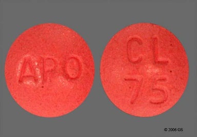 Red-brown Round CL 75 - Clopidogrel 75mg Tablet