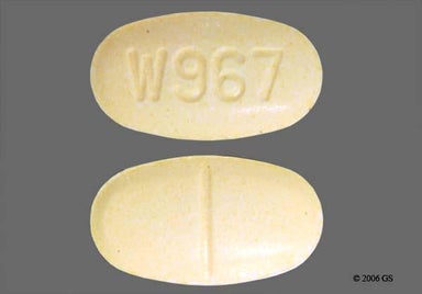 Yellow Oval W 967 - Bethanechol Chloride 25mg Tablet