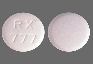 White Round RX 777 - Fosinopril Sodium 40mg Tablet
