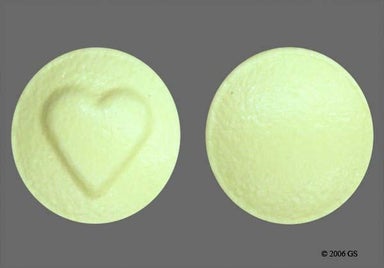 Yellow Round Raised 8 - Aspirin 81mg Enteric Coated Tablet