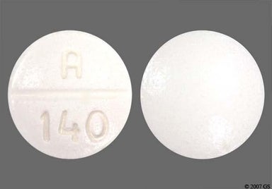 White Round A 140 - Hydrocodone Bitartrate/Homatropine Methylbromide 5mg-1.5mg Tablet